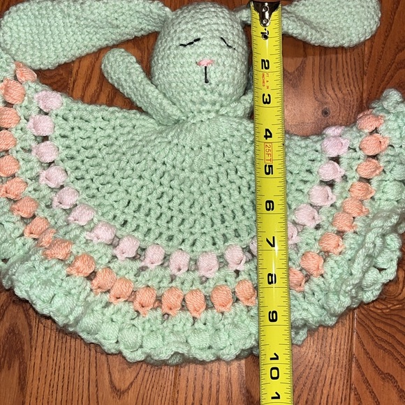 Handmade crocheted bunny baby security blanket - Picture 9 of 9